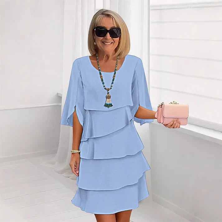 Marela - Vestido elegante de capas y volantes