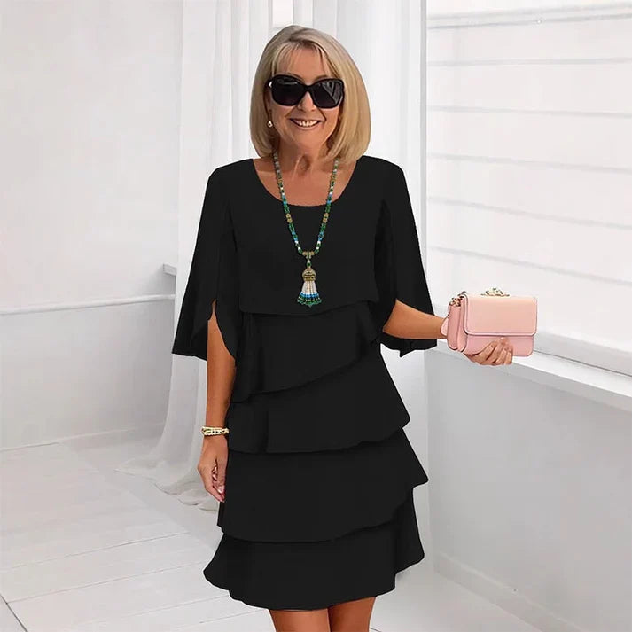 Marela - Vestido elegante de capas y volantes