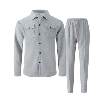 Albert - Conjunto de chaqueta abotonada y pantalón waffle