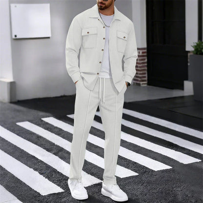 Albert - Conjunto de chaqueta abotonada y pantalón waffle