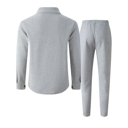 Albert - Conjunto de chaqueta abotonada y pantalón waffle