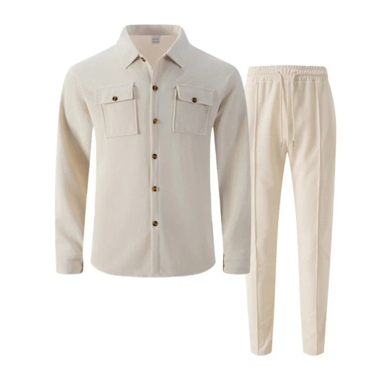 Albert - Conjunto de chaqueta abotonada y pantalón waffle