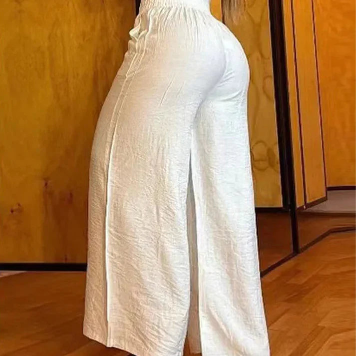 Casiana - Pantalones anchos de tiro alto con detalle de cinturón