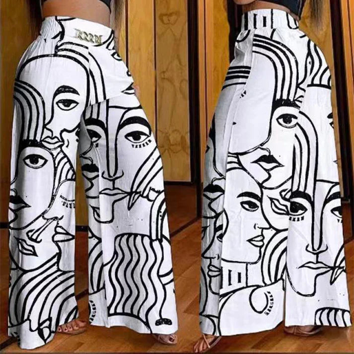 Casiana - Pantalones anchos de tiro alto con detalle de cinturón