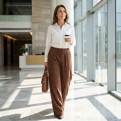 Estela - Pantalones de pana de corte relajado y desenfadados