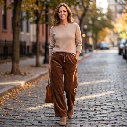 Estela - Pantalones de pana de corte relajado y desenfadados