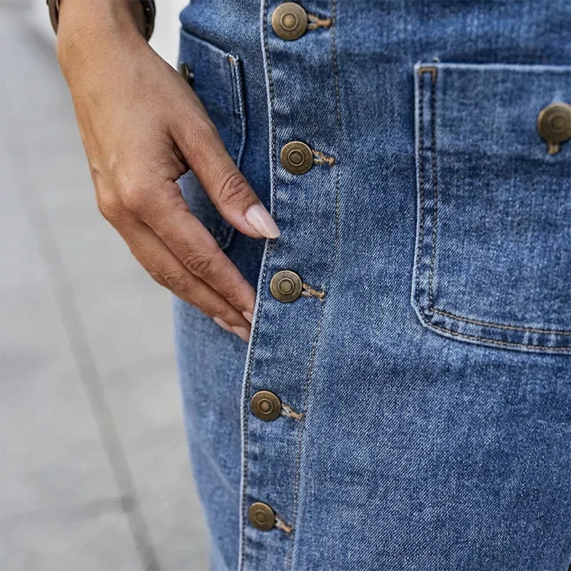 Talía - Falda denim midi con botones