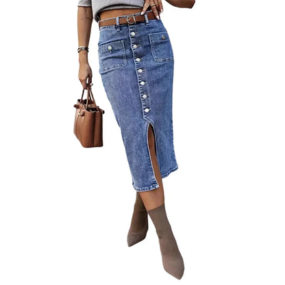 Talía - Falda denim midi con botones