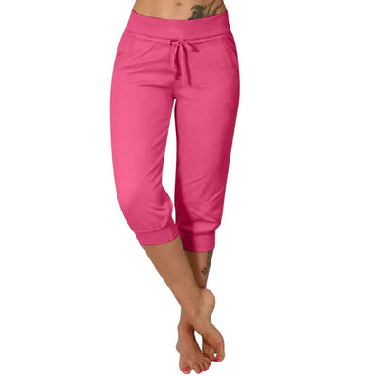 Selena - Pantalones capri con cordón en la cintura