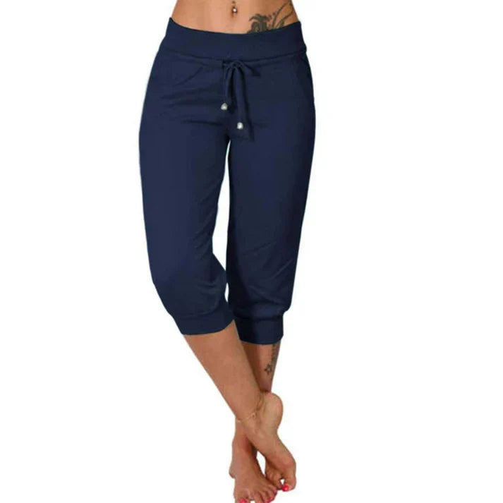 Selena - Pantalones capri con cordón en la cintura