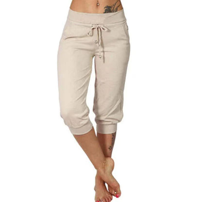 Selena - Pantalones capri con cordón en la cintura
