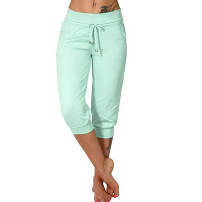 Selena - Pantalones capri con cordón en la cintura