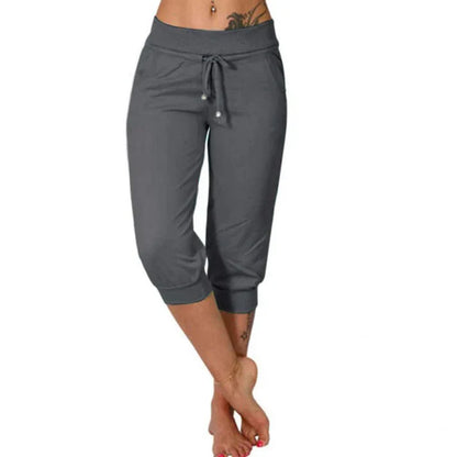 Selena - Pantalones capri con cordón en la cintura