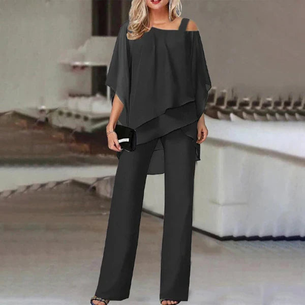Carmen - Conjunto de gasa plisada y pantalón ancho