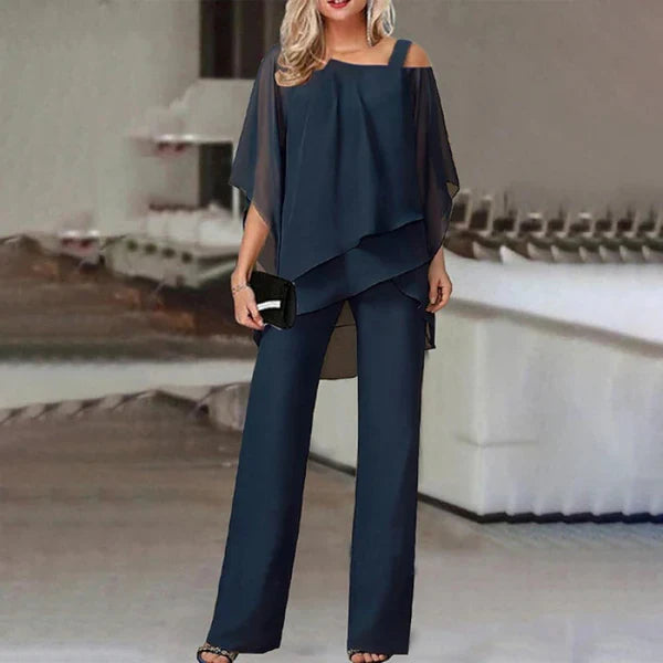 Carmen - Conjunto de gasa plisada y pantalón ancho