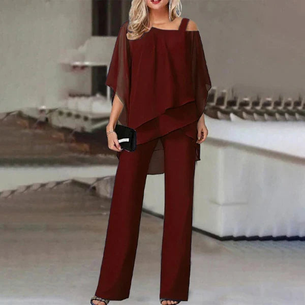 Carmen - Conjunto de gasa plisada y pantalón ancho
