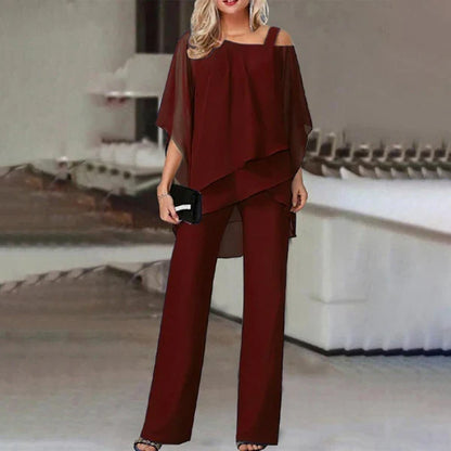Carmen - Conjunto de gasa plisada y pantalón ancho