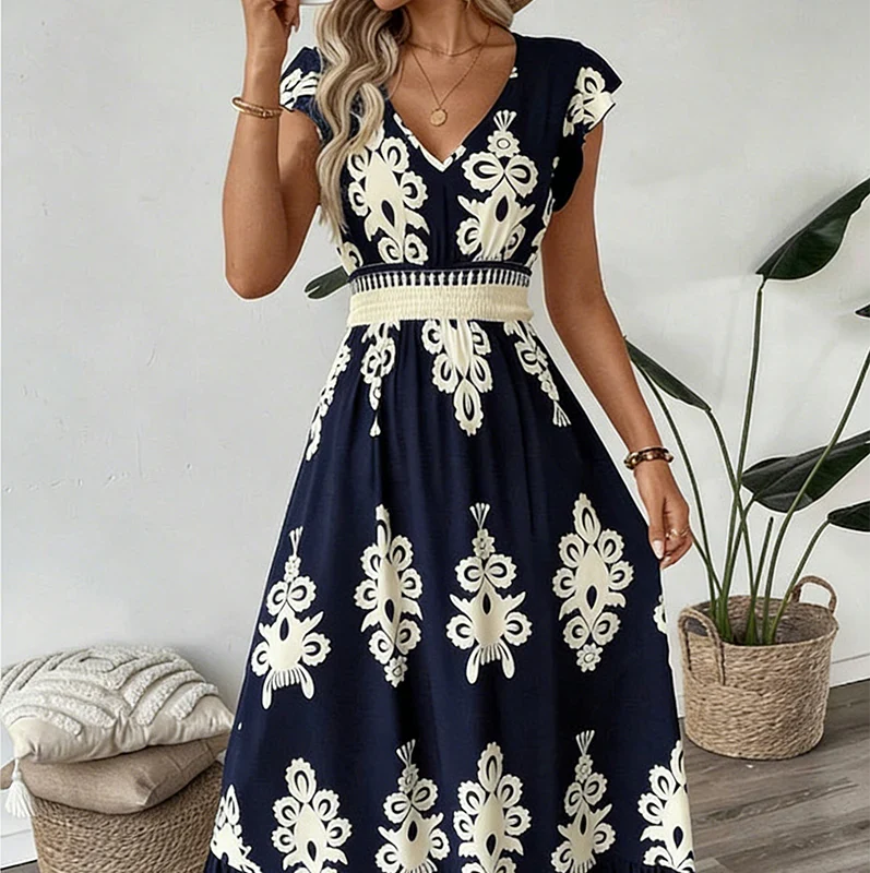 María - Vestido largo barroco con escote de pico