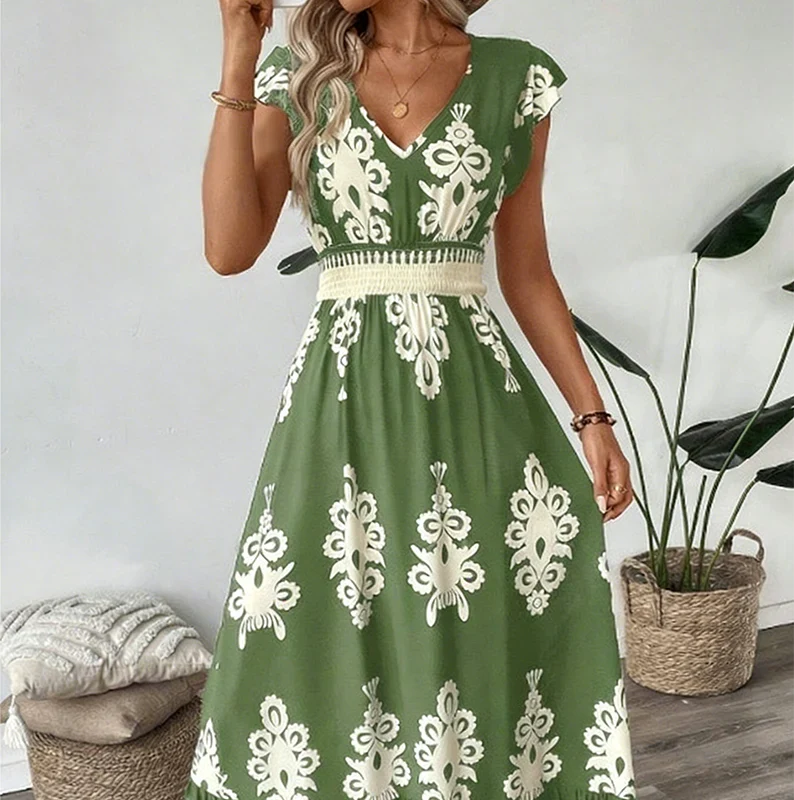 María - Vestido largo barroco con escote de pico