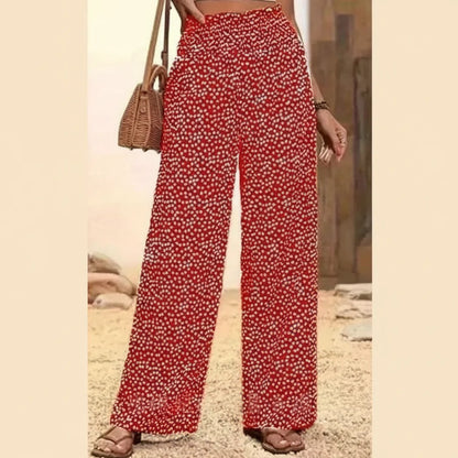 Elena - Pantalón ancho de tiro alto con cintura fruncida