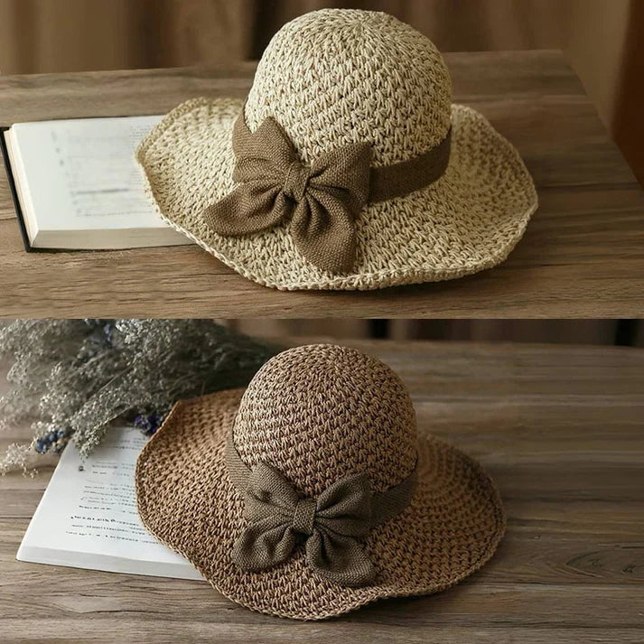 Ainoa - Sombrero de paja con lazo de inspiración vintage