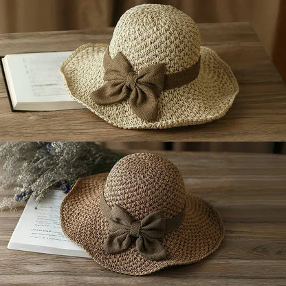 Ainoa - Sombrero de paja con lazo de inspiración vintage