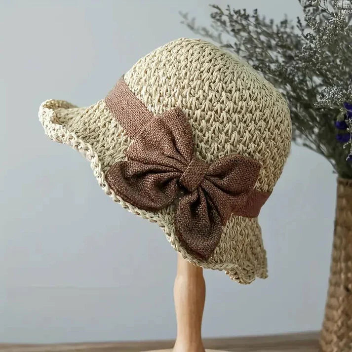 Ainoa - Sombrero de paja con lazo de inspiración vintage