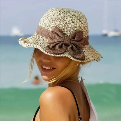 Ainoa - Sombrero de paja con lazo de inspiración vintage