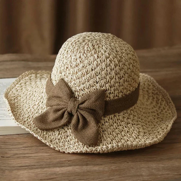 Ainoa - Sombrero de paja con lazo de inspiración vintage