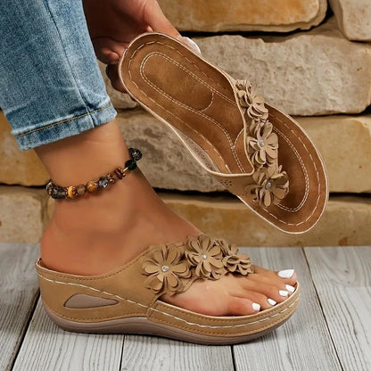 Silvia - Sandalias de tiras con cuña floral