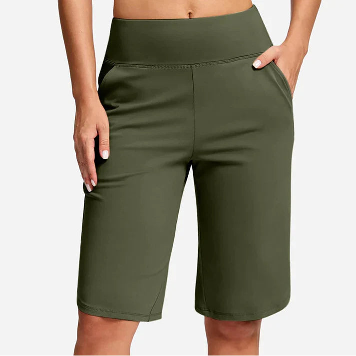 Estela - Pantalones cortos de yoga de tiro alto con bolsillos