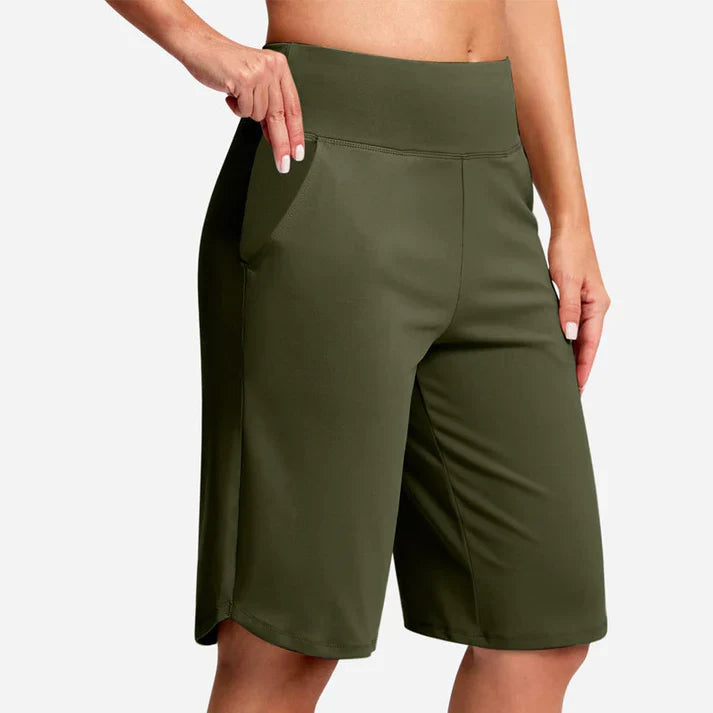 Estela - Pantalones cortos de yoga de tiro alto con bolsillos