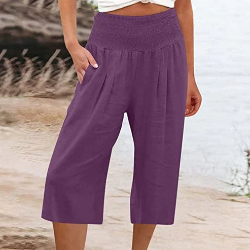 Siena - Pantalones capri ligeros con cintura elástica