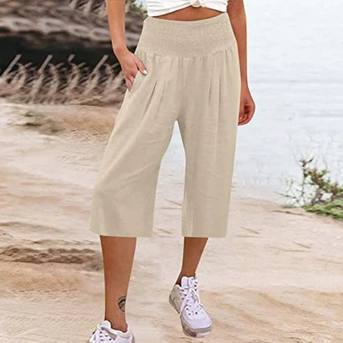 Siena - Pantalones capri ligeros con cintura elástica