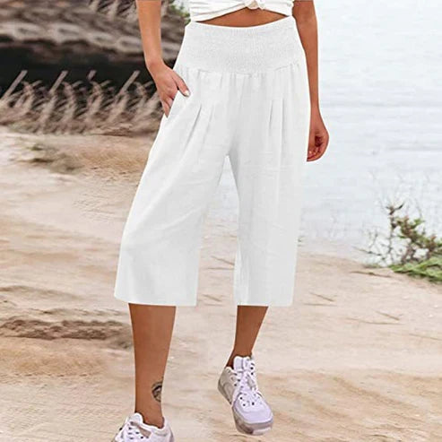Siena - Pantalones capri ligeros con cintura elástica