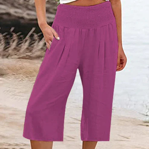 Siena - Pantalones capri ligeros con cintura elástica