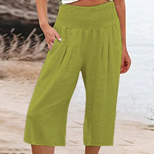 Siena - Pantalones capri ligeros con cintura elástica
