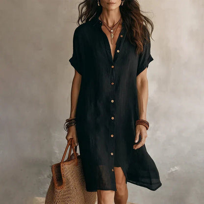 Alma - Vestido camisero de manga corta elegante
