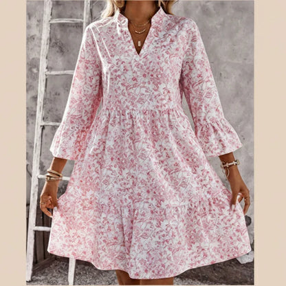Alba - Vestido con escote de pico y motivo
