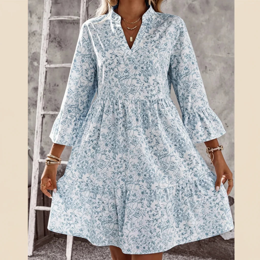 Alba - Vestido con escote de pico y motivo