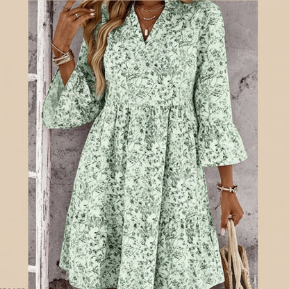 Alba - Vestido con escote de pico y motivo