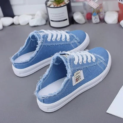 Aurora - Zapatillas mule denim de suela cómoda