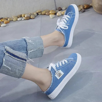 Aurora - Zapatillas mule denim de suela cómoda