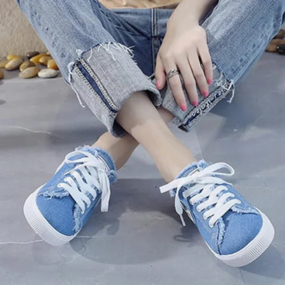 Aurora - Zapatillas mule denim de suela cómoda