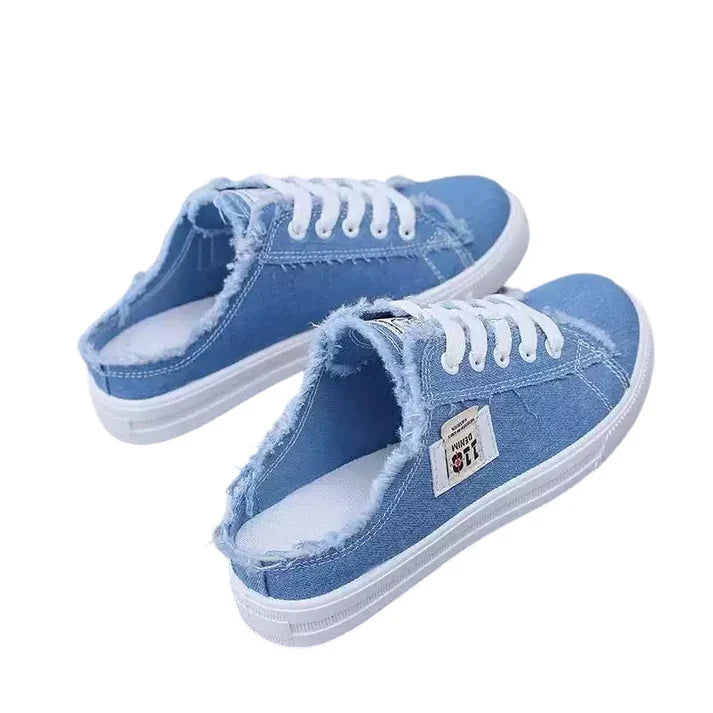 Aurora - Zapatillas mule denim de suela cómoda
