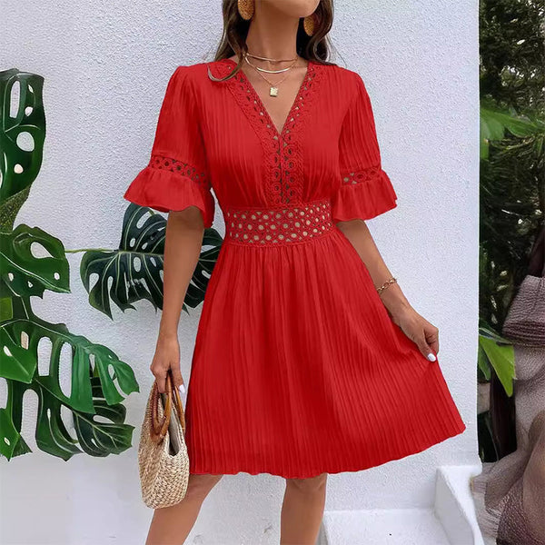 Elena - Vestido de verano cómodo con detalles de encaje