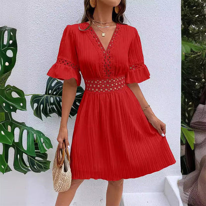 Elena - Vestido de verano cómodo con detalles de encaje
