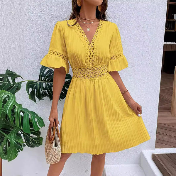Elena - Vestido de verano cómodo con detalles de encaje