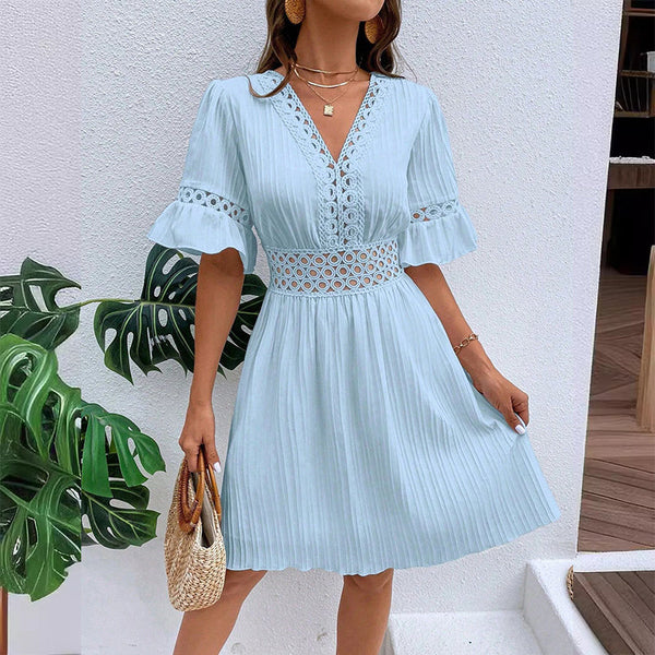 Elena - Vestido de verano cómodo con detalles de encaje