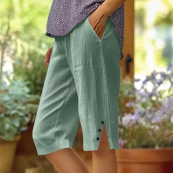 Valentina - Pantalón capri liso con bolsillos laterales